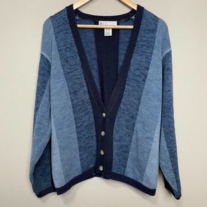 Milano Design Group Blue Stripe Long Sleeve Cardigan Women's Sz S